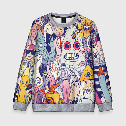 Детский свитшот Психоделические монстры / 3D-Меланж – фото 1
