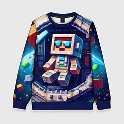 Свитшот детский Космонавт в космическом корабле - Майнкрафт, цвет: 3D-синий