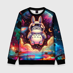Свитшот детский Тоторо в открытом космосе - нейроарт, цвет: 3D-черный