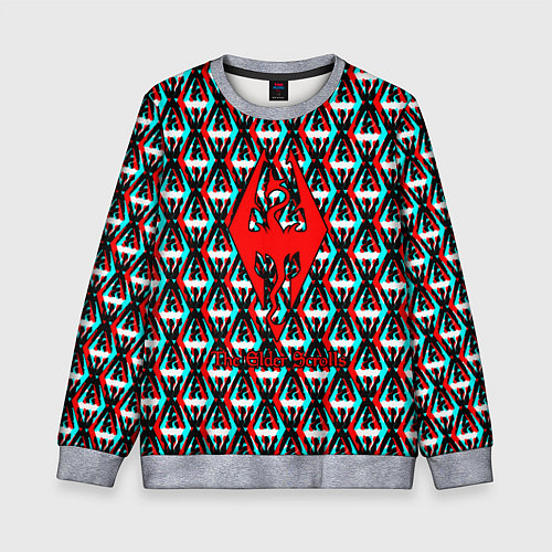 Детский свитшот The Elder Scrolls glitch pattern / 3D-Меланж – фото 1