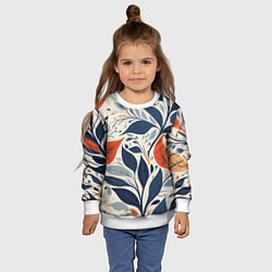 Свитшот детский Искусство листья абстракция, цвет: 3D-белый — фото 2