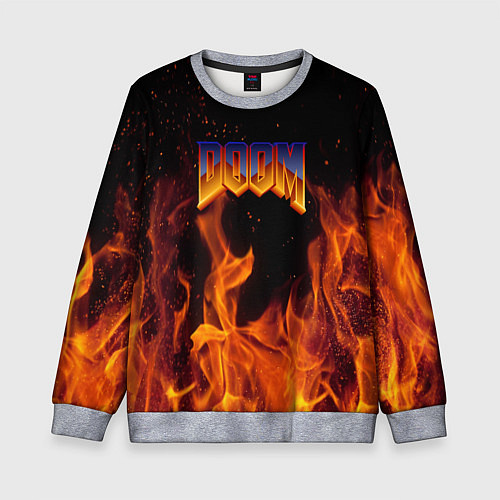 Детский свитшот Doom fire steel logo / 3D-Меланж – фото 1