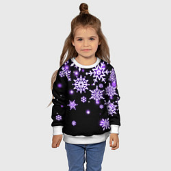 Свитшот детский Снежинки в неоне, цвет: 3D-белый — фото 2