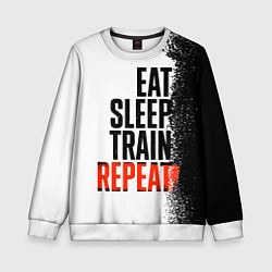 Свитшот детский Eat sleep train repeat, цвет: 3D-белый
