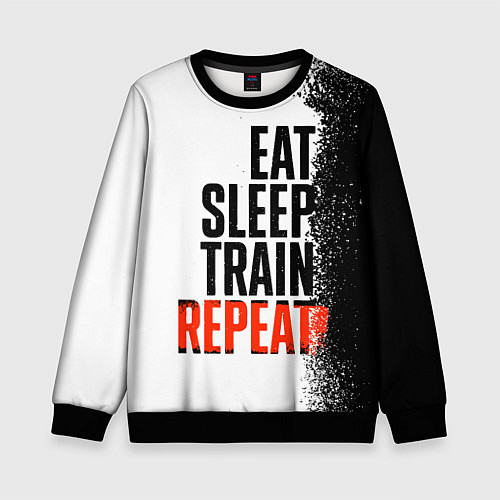 Детский свитшот Eat sleep train repeat / 3D-Черный – фото 1