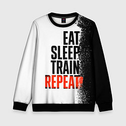 Свитшот детский Eat sleep train repeat, цвет: 3D-черный