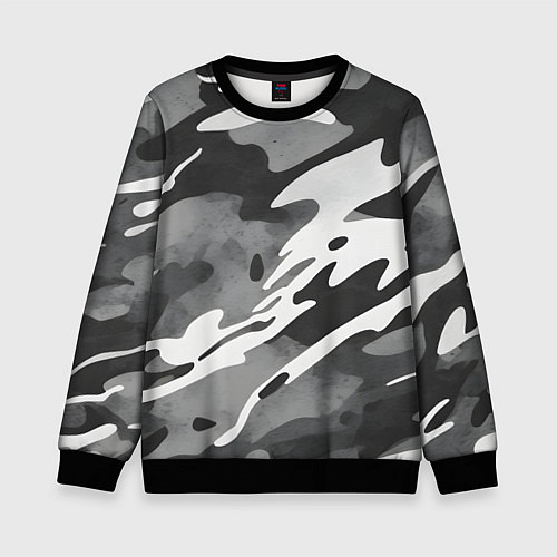 Детский свитшот Черно белый камуфляж / 3D-Черный – фото 1