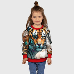 Свитшот детский Серьезный тигр, цвет: 3D-красный — фото 2