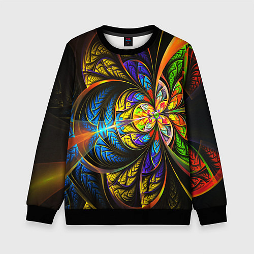Детский свитшот Фрактальный оптический узор в цвете / 3D-Черный – фото 1