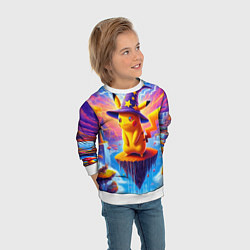 Свитшот детский Pikachu in a stargazers hat, цвет: 3D-белый — фото 2