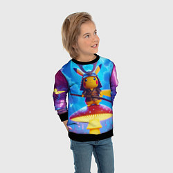 Свитшот детский Пмкачу самурай на мухоморе - нейроарт фантазия, цвет: 3D-черный — фото 2
