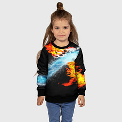Свитшот детский Огонь и вода столкновение, цвет: 3D-черный — фото 2