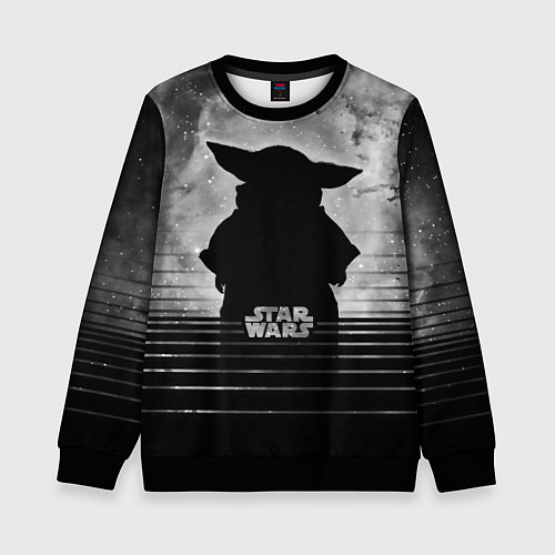 Детский свитшот Звездное небо - Беби Йода / 3D-Черный – фото 1