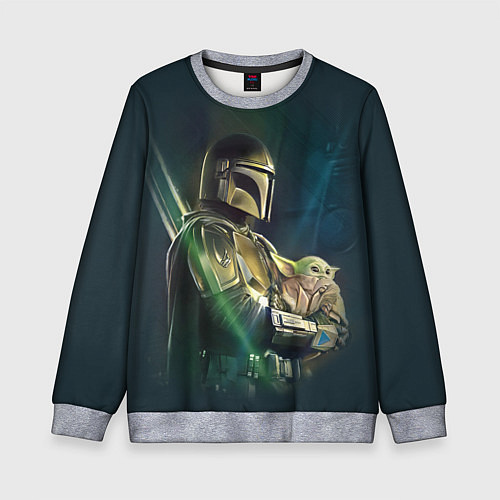 Детский свитшот Куда я туда и он - Мандалорец / 3D-Меланж – фото 1