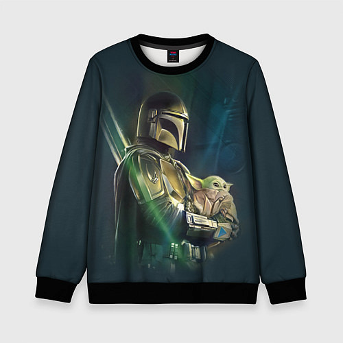 Детский свитшот Куда я туда и он - Мандалорец / 3D-Черный – фото 1