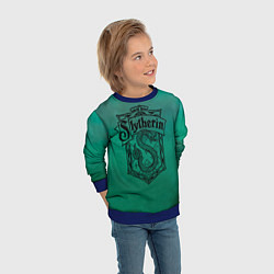 Свитшот детский Факультет Слизерин, цвет: 3D-синий — фото 2