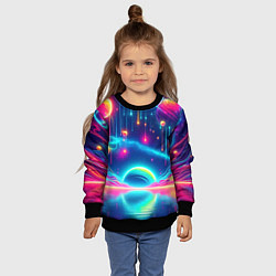 Свитшот детский Неоновый космос - нейроарт фантазия, цвет: 3D-черный — фото 2