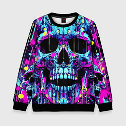 Свитшот детский Cool skull sketch - blots, цвет: 3D-черный