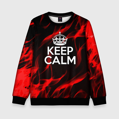 Детский свитшот Keep calm flame red / 3D-Черный – фото 1