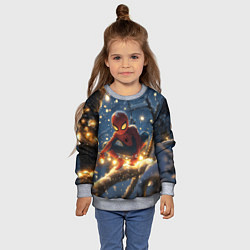 Свитшот детский Человек-паук на новогодней елке, цвет: 3D-меланж — фото 2