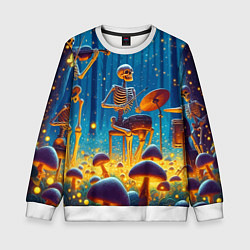 Свитшот детский Квинтет скелетов в сказочном лесу, цвет: 3D-белый
