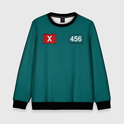 Свитшот детский Игрок 456 - Игра в кальмара, цвет: 3D-черный