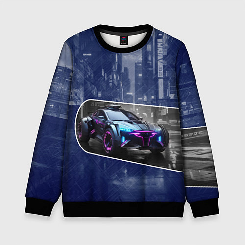 Детский свитшот Футуристичный автомобиль / 3D-Черный – фото 1