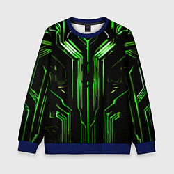 Свитшот детский Green stripes on a black background, цвет: 3D-синий