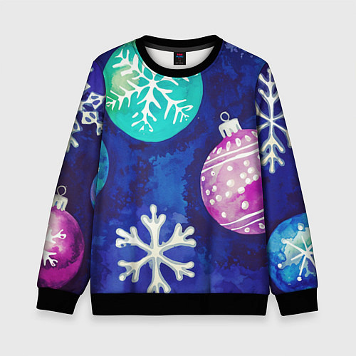Детский свитшот Новогодний узор / 3D-Черный – фото 1
