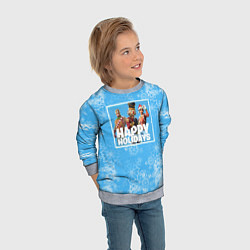 Свитшот детский Happy Holidays - Fortnite Ginger Gunner и Щелкунчи, цвет: 3D-меланж — фото 2