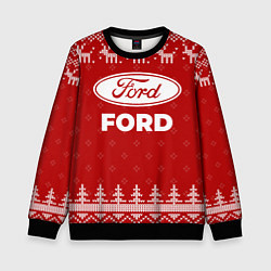 Свитшот детский Новогодний Ford с оленями, цвет: 3D-черный