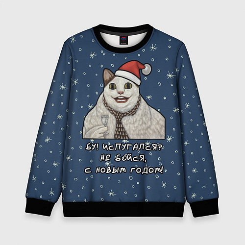 Детский свитшот Кот Бу - С новым годом / 3D-Черный – фото 1