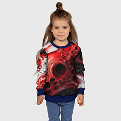 Свитшот детский Красно-белая абстрактная структура, цвет: 3D-синий — фото 2