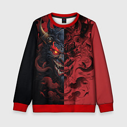Свитшот детский Японский демон Они, цвет: 3D-красный