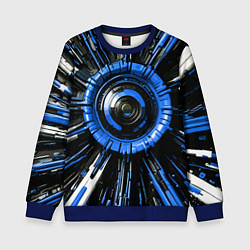 Свитшот детский Чёрно-синяя сфера киберпанк, цвет: 3D-синий