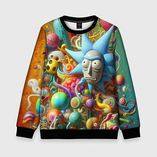 Детский свитшот Рик Санчес - абстракция / 3D-Черный – фото 1