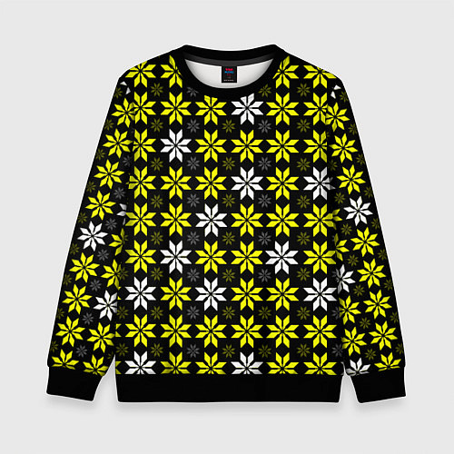 Детский свитшот Жёлто-белые звёзды на чёрном фоне / 3D-Черный – фото 1