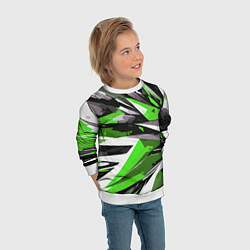 Свитшот детский Чёрно-зелёная-белая абстракция, цвет: 3D-белый — фото 2