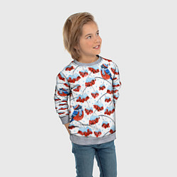 Свитшот детский Снегири в шапочках на рябине, цвет: 3D-меланж — фото 2