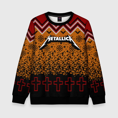 Детский свитшот Metallica christmas ugly sweater / 3D-Черный – фото 1