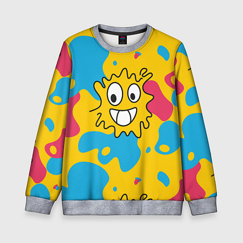 Детский свитшот Абстрактный узор с забавной желтой кляксой / 3D-Меланж – фото 1
