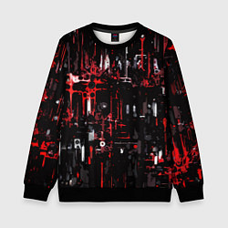 Свитшот детский Бело-красная тревожная абстракция на чёрном фоне, цвет: 3D-черный