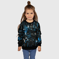 Свитшот детский Бело-синяя тревожная абстракция на чёрном фоне, цвет: 3D-черный — фото 2