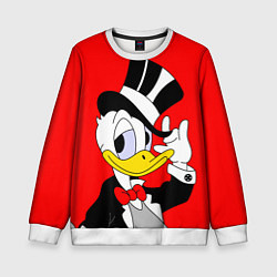 Свитшот детский Дональ Дак в цилиндре, цвет: 3D-белый