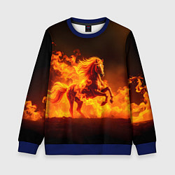 Свитшот детский Огненная лошадь, цвет: 3D-синий