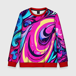 Свитшот детский Сине-розовый узор, цвет: 3D-красный