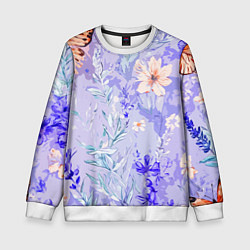 Свитшот детский Растения на розовом фоне, цвет: 3D-белый