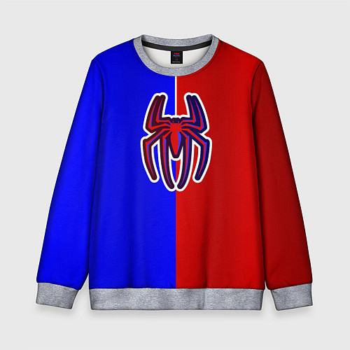 Детский свитшот Сине-красный паук - лого / 3D-Меланж – фото 1