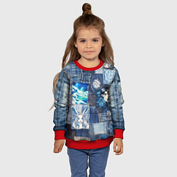 Свитшот детский Микс аниме и пэчворк, цвет: 3D-красный — фото 2