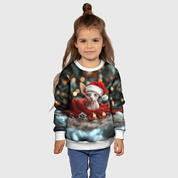 Свитшот детский Новогодний кот сфинкс, цвет: 3D-белый — фото 2